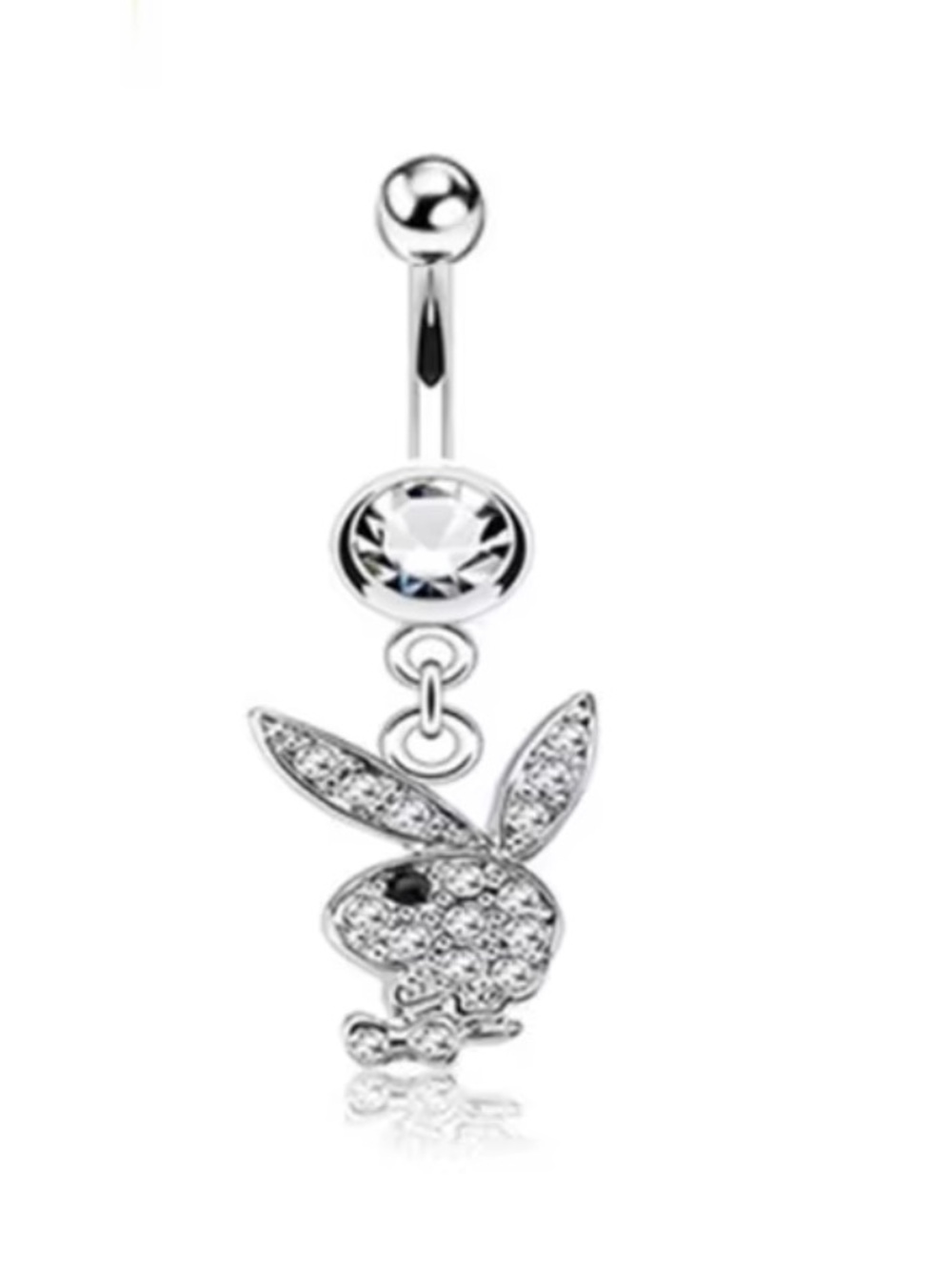 Silver Crystal PLAYBOY Bunny Dangle Navel Ring